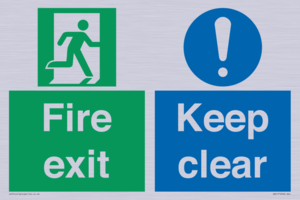 Fire exit Keep clear dual sign